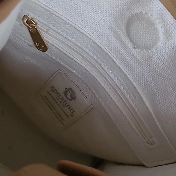 Spartina 449 Beige and Tan Crossbody Satchel - Picture 6 of 10